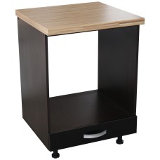 Corp pentru cuptor incorporabil cu sertar Zebra, Wenge/Negru, cu blat artar, 60 x 85 x 60 cm